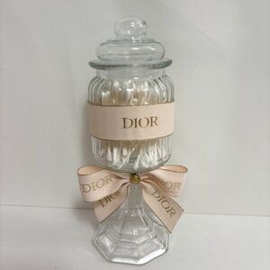 Dior Ribbon Jar Glass Container Clear Lid Covered